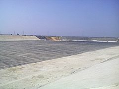 Image - Ash dyke pond, fly ash pond, disposal ash pon, bottom type ash pond, ash dyke waste management, solid waste management, ldpe liner for ash dyke, hdpe liners for ash dyke pond - climax, India